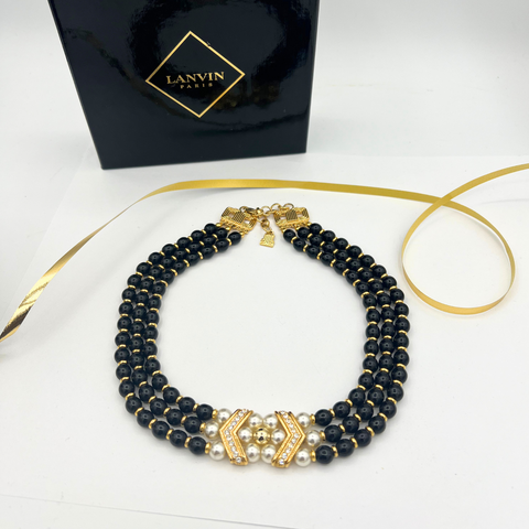 Lanvin Ketting Zwarte kralen & Faux Parels