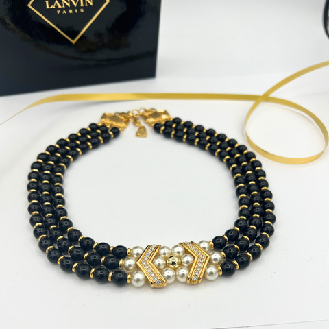 Lanvin Ketting Zwarte kralen & Faux Parels