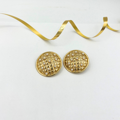 Pierre Balmain Round Clip Earrings