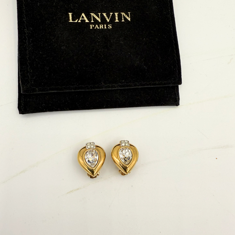 Lanvin Kristallen Hartvormige Clip Oorbellen