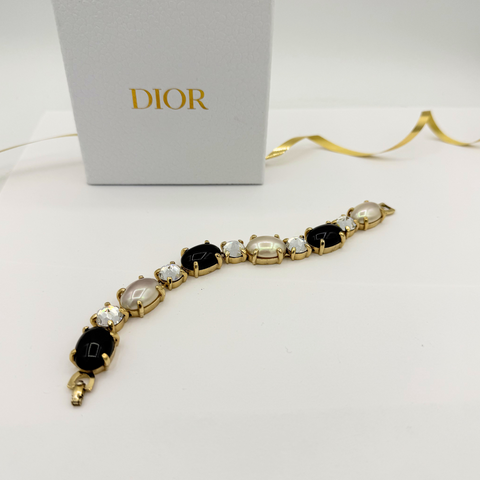 Christian Dior Zwart Wit Kristallen Armband