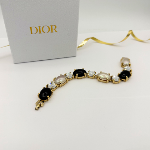 Christian Dior Zwart Wit Kristallen Armband