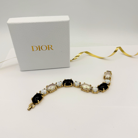 Christian Dior Zwart Wit Kristallen Armband