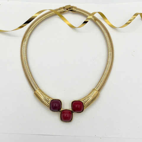 Trifari Necklace Red Stones