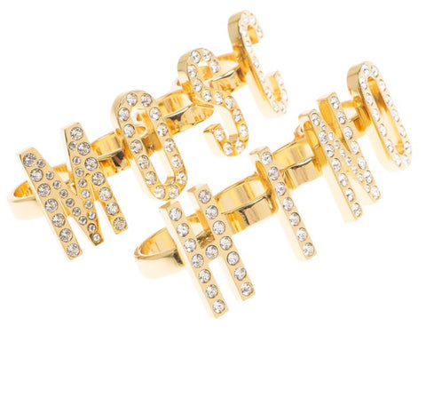 Moschino Logo Knuckle Crystal Ringen Set