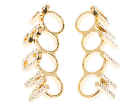 Moschino Logo Knuckle Crystal Ringen Set